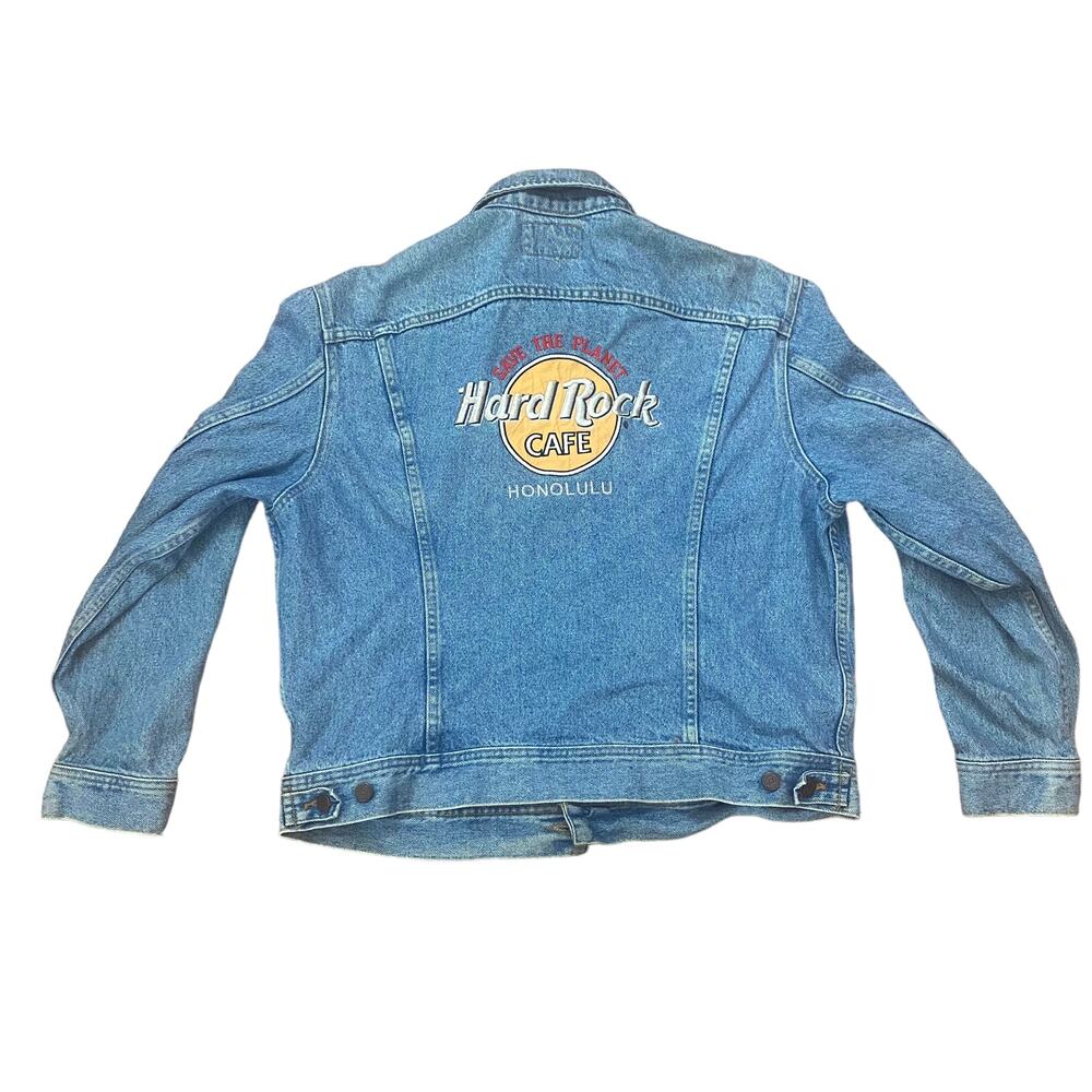Vintage Lee Hard Rock Cafe Honolulu Hawaii Denim Jacket Large - Picture 3 of 4